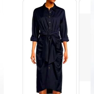 Antonio Melani Navy Button Midi Dress